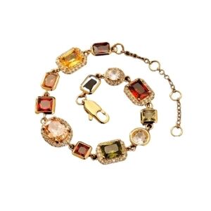NWT Colorful CZ Bracelet, Colorful Synthetic Gemstone Chain Bracelet